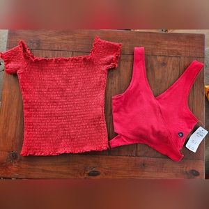 Hollister Red Crop Tops Size XS